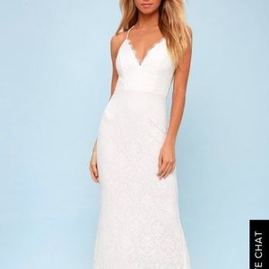 Lulus white lace backless maxi dress